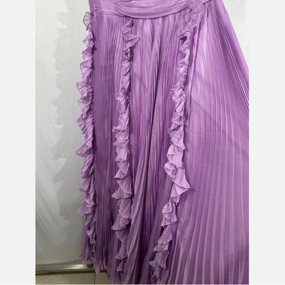 NEW IEENA Mac Duggal [ 12 ] Pleated Ruffle Cap Sleeve‎ Flowy A Gown Lilac Purple - Picture 11 of 16